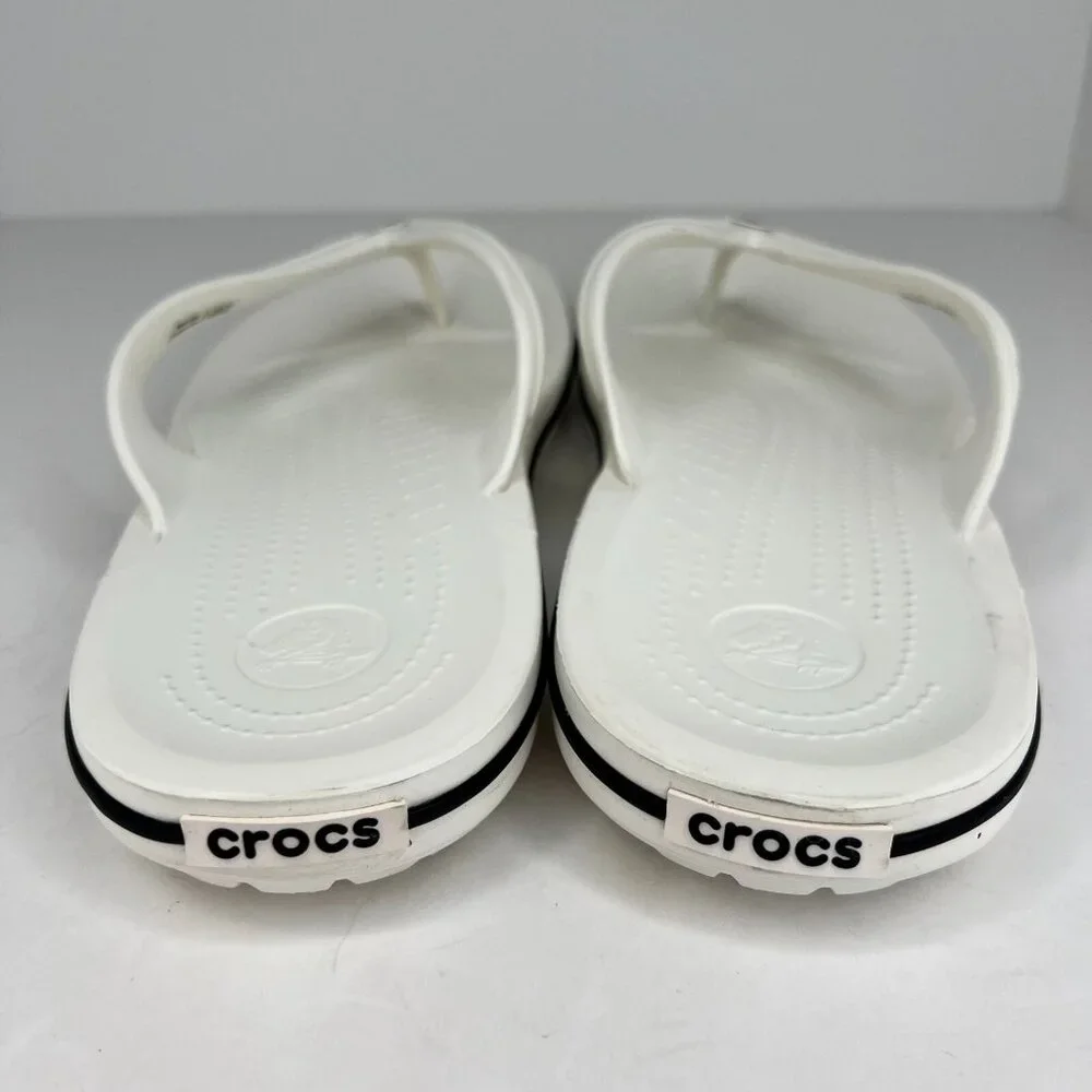 Crocs Mens Crocband Flip Flop Sandal Size 12 White Lightweight Slip On Summer